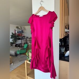Chloe - Pink Silk Ruffle Mini Dress Size 2